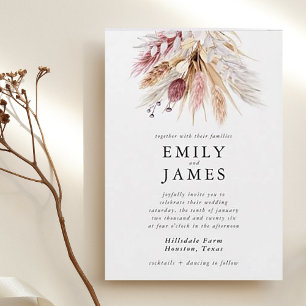 Invitación Boda de Bouquet Pampas Peach Peach rosa Moderno