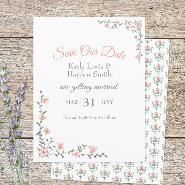 Invitación Boda de Bouquet Peach Save the Date (Peach Floral Save Our Date Card)