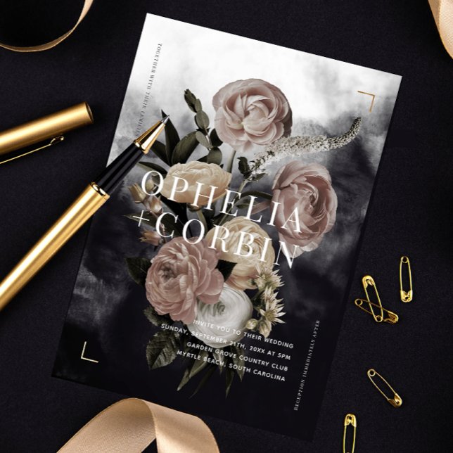 Invitación Boda de Bouquet Smokey Dark Black Rose (Subido por el creador)