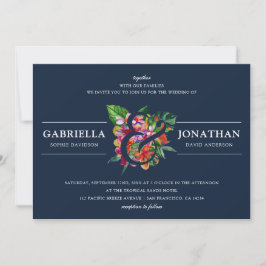 Invitación Boda de Bouquet Tropical Moderno de la Marina