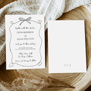 Invitación Boda De Bow De Mano Extraña Y Excéntrica minimalis