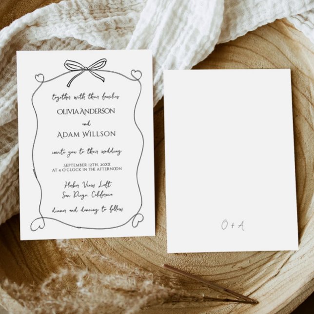 Invitación Boda De Bow De Mano Extraña Y Excéntrica minimalis (Subido por el creador)