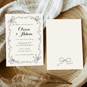 Invitación Boda De Bow De Mano Retro Excéntrica Y Extraña
