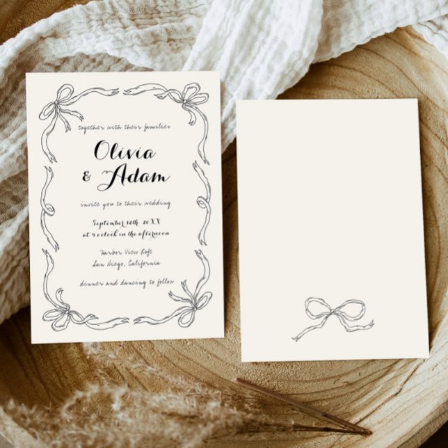 Invitación Boda De Bow De Mano Retro Excéntrica Y Extraña (Subido por el creador)