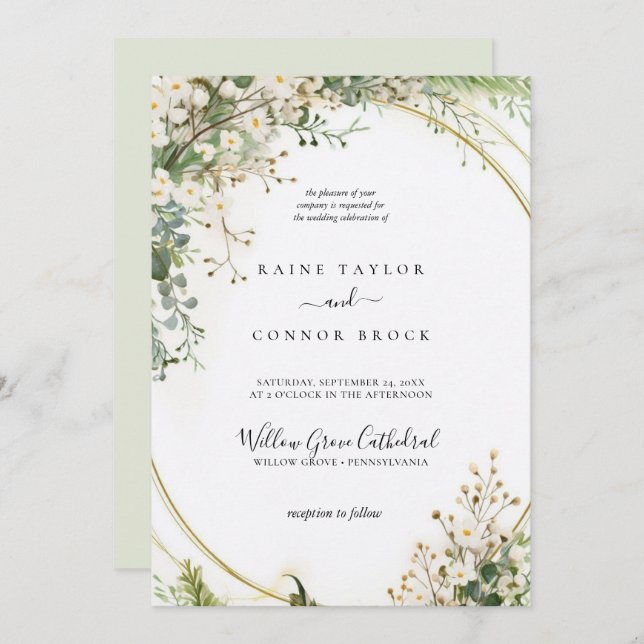 Invitación Boda de Bridgerton de Budget Purple Florals (Anverso / Reverso)