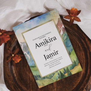 Invitación Boda de brillo de color de agua de ensueño de mont