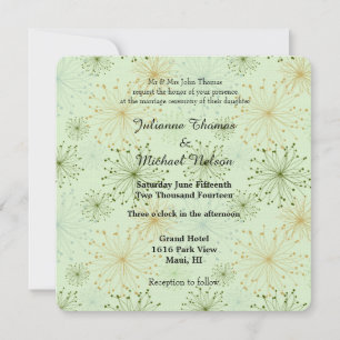 Invitación Boda de brillo floral de menta