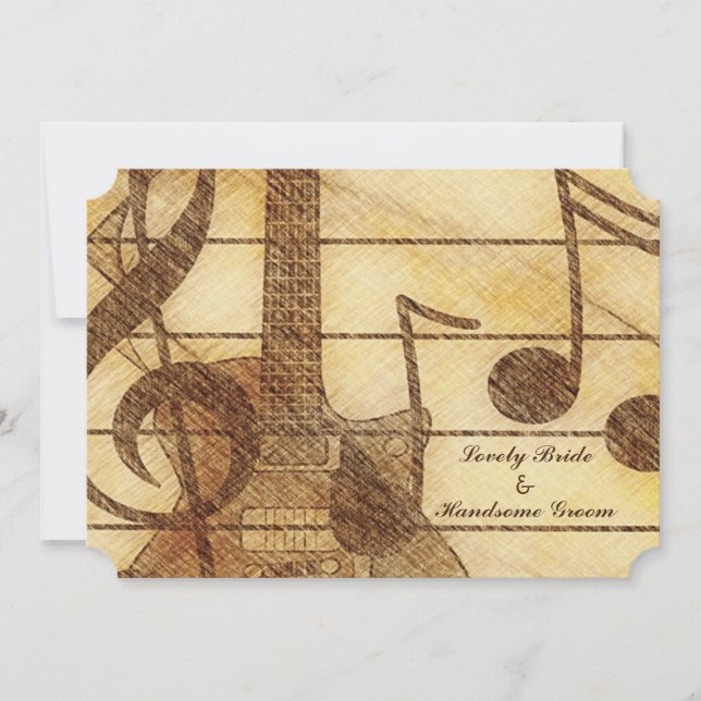 Invitación Boda de Brown de la crema de la música de la (Anverso)