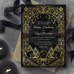 Invitación Boda de bruja gótica de Halloween Tarot