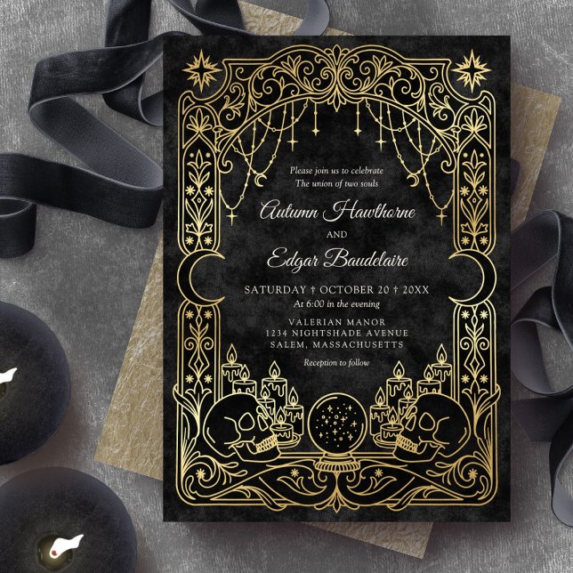 Invitación Boda de bruja gótica de Halloween Tarot (Subido por el creador)