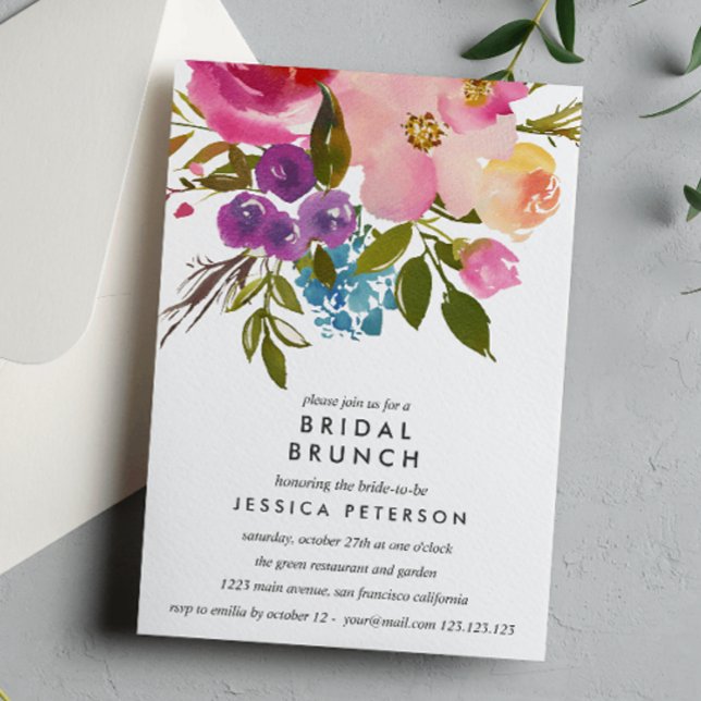 Invitación Boda de Brunch de novias con flores de primavera (Subido por el creador)