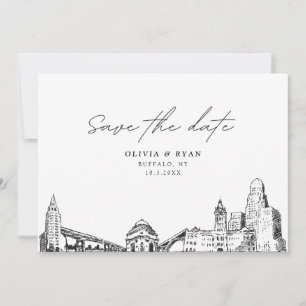 Invitación Boda de búfalo en Nueva York salva la fecha modern