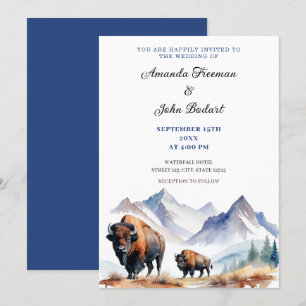 Invitación Boda de búfalos de agua blanca y marina