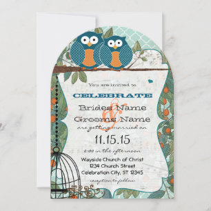 Invitación Boda de búho azul marino lindo con mi mejor amigo
