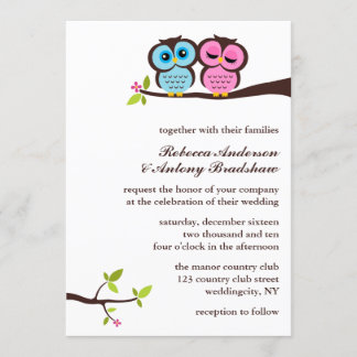 Invitación Boda de búhos románticos