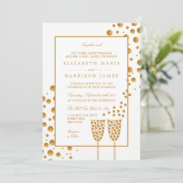 Invitación Boda de burbujas de champán de oro