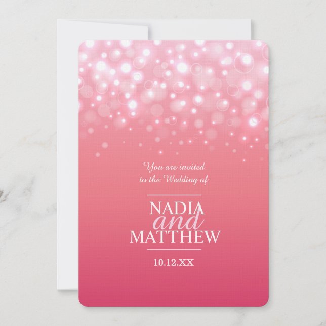 Invitación Boda de burbujas de champán rosa (Anverso)