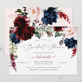 Invitación Boda de Burgundy Blush Flores Navales Bridal Showe