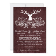 Boda de Burgundy Rustic Antler Deer Woodland