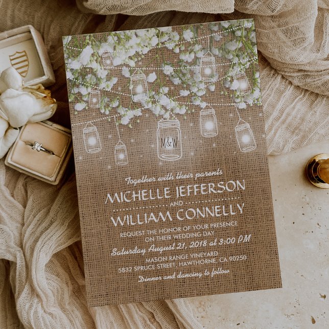Invitación Boda de Burlap Rústico de Respiración del Bebé (Subido por el creador)