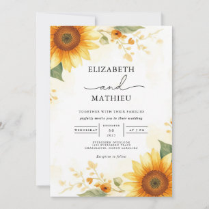 Invitación Boda de Burst de Giro del Sol Dorado
