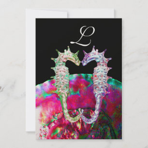 Invitación BODA DE CABALLITOS DE MAR EN LA PLAYA MONOGRAMA, r