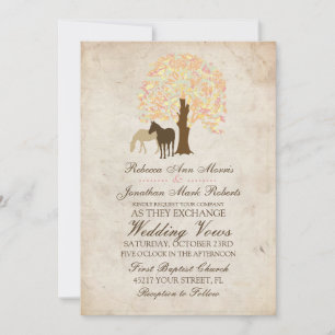 Invitación Boda de Caballos de Otoño Amarillo y Mint