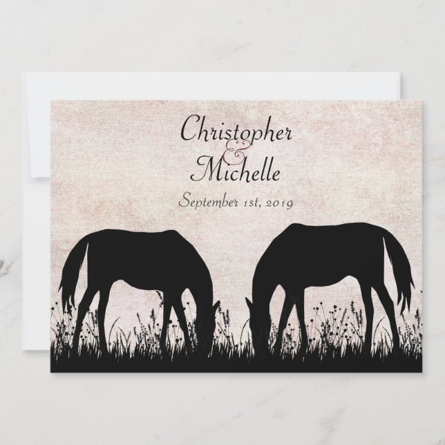 Invitación Boda de Caballos de Silhouette (Anverso)
