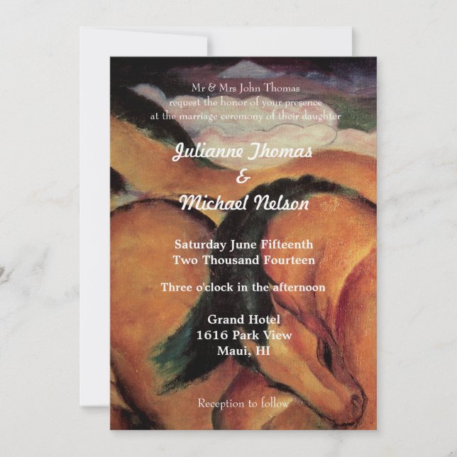 Invitación Boda de caballos occidentales (Anverso)