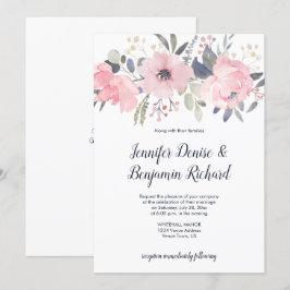 Invitación Boda de cabecera floral rosa de Rubor |