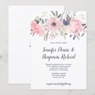 Invitación Boda de cabecera floral rosa de Rubor