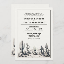 Invitación Boda de Cactus Casual con código QR