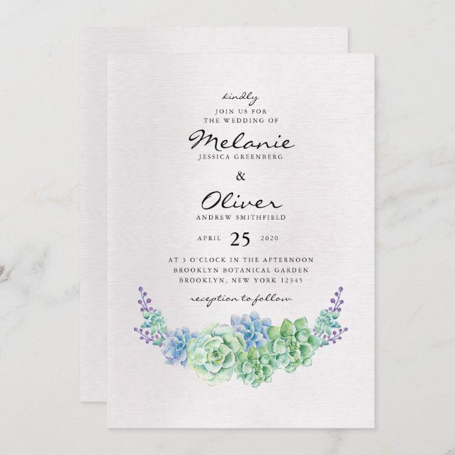 Invitación Boda de Cactus colorido (Anverso / Reverso)