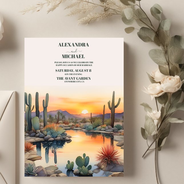 Invitación Boda De Cactus De Acuarela, Destino De Boho, Nat (Subido por el creador)