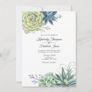 Invitación Boda de cactus de desierto de acuarela Suculentas