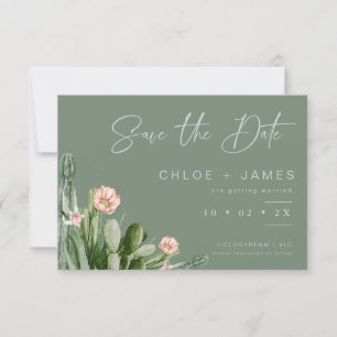 Invitación Boda De Cactus De Flores De Salario Guardar La Tar