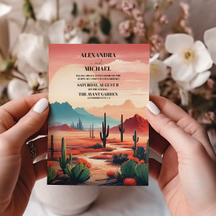 Invitación Boda de Cactus del desierto del Boho del atardecer