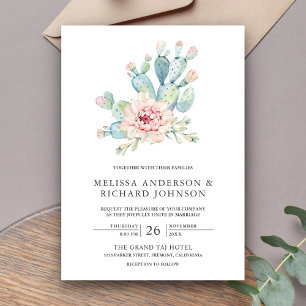 Invitación Boda de cactus del desierto floral terroso suave