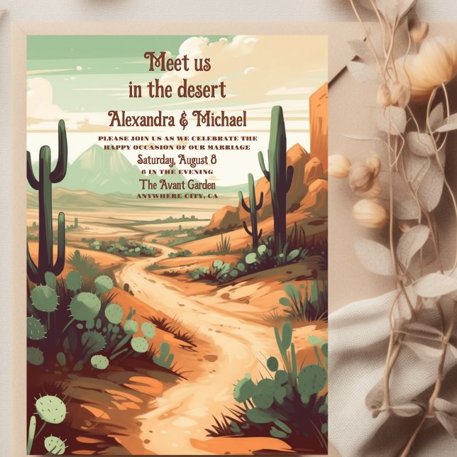 Invitación Boda de Cactus del Desierto Retro (Subido por el creador)