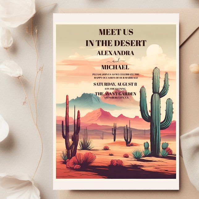 Invitación Boda de Cactus del Desierto Retro (Subido por el creador)