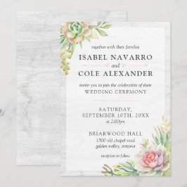 Invitación Boda de Cactus del Desierto Suculentas Acuarela Rú