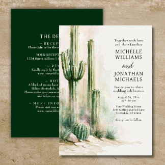 Invitación Boda de Cactus Desierto Acuarela Todo en Uno