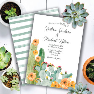 Invitación Boda de Cactus Floral de acuarela