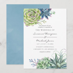Invitación Boda de cactus suculentos de desierto acuarela