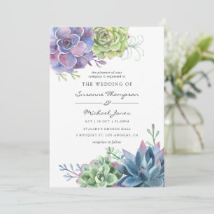 Invitación Boda de cactus suculentos de desierto acuarela