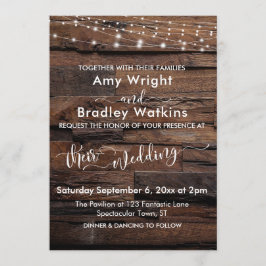 Invitación Boda de cadenas horizontales rusticas de madera y 
