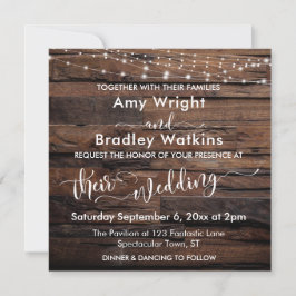 Invitación Boda de cadenas horizontales rusticas de madera y 