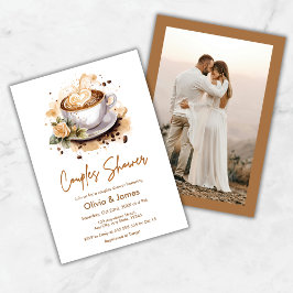 Invitación Boda de café floral Foto Parejas Ducha de novia