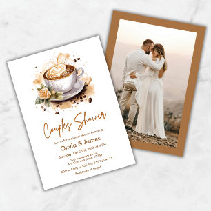 Invitación Boda de café floral Foto Parejas Ducha de novia