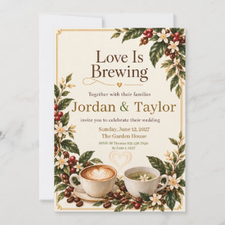 Invitación Boda de Café y Té Love Is Brewing